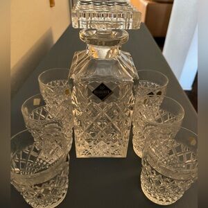 Bohemia Crystal Whiskey Decanter set with glasses